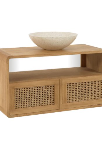 KAVE HOME Sabiela baderomsskap, m. 2 skuffer - naturlig rotting og teak (86x45)