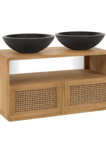 KAVE HOME Sabiela baderomsskap, m. 2 skuffer - naturlig rotting og teak (86x45)