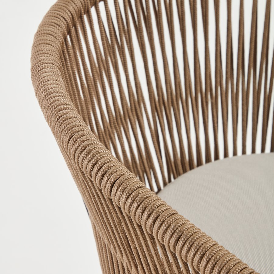 KAVE HOME Yanet barkrakk, med pute, armlener og fotsttte - beige ledning og stl