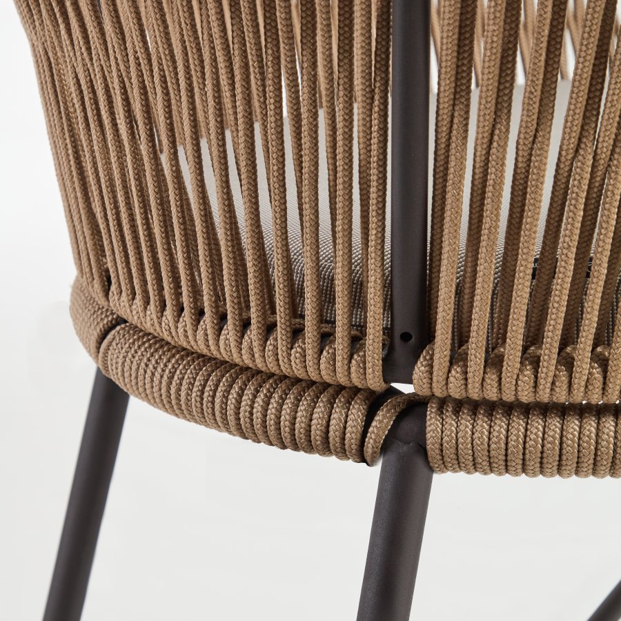 KAVE HOME Yanet barkrakk, med pute, armlener og fotsttte - beige ledning og stl