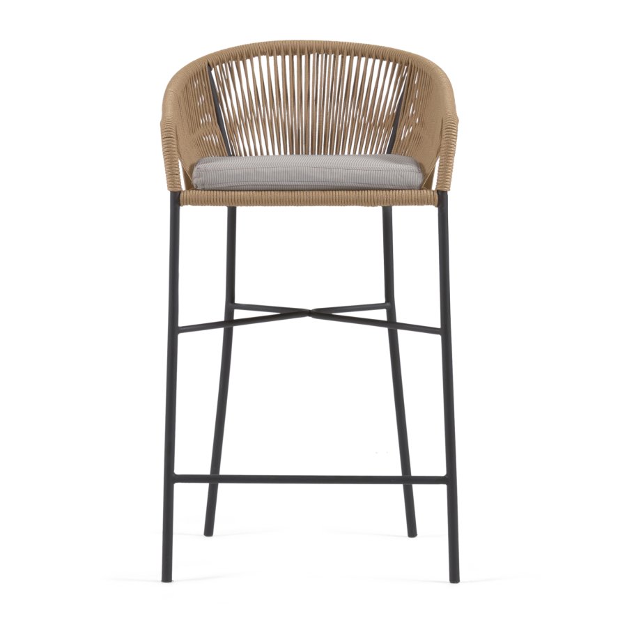 KAVE HOME Yanet barkrakk, med pute, armlener og fotsttte - beige ledning og stl