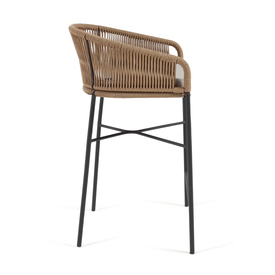 KAVE HOME Yanet barkrakk, med pute, armlener og fotsttte - beige ledning og stl