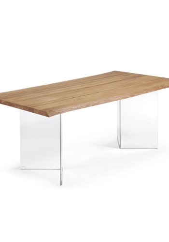 KAVE HOME Lotty spisebord, rektangulrt - naturlig eikefiner og klart glass (180x100)