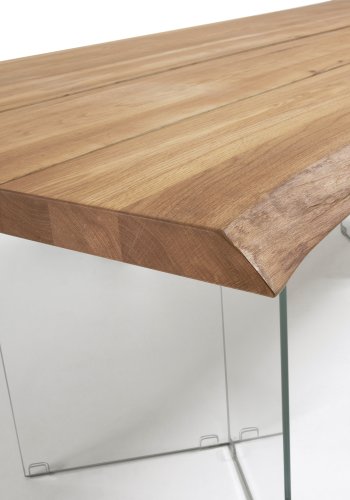 KAVE HOME Lotty spisebord, rektangulrt - naturlig eikefiner og klart glass (160x90)