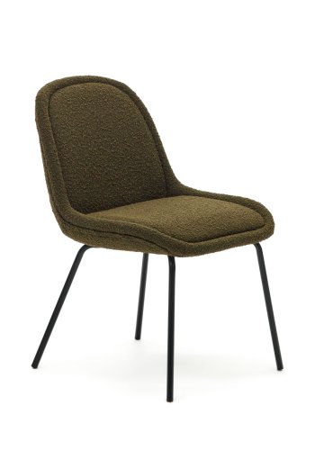 KAVE HOME Aimin spisestuestol - gr�nn boucl&eacute; og sort st�l