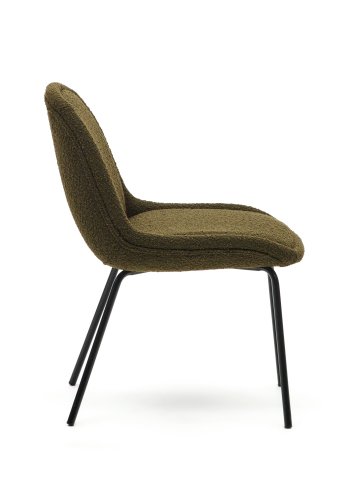 KAVE HOME Aimin spisestuestol - gr�nn boucl&eacute; og sort st�l