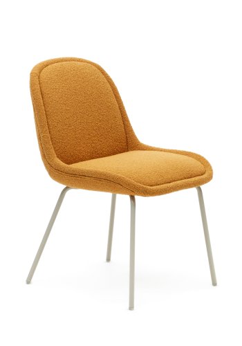 KAVE HOME Aimin spisebordstol - sennepsgul bouclé og beige stl