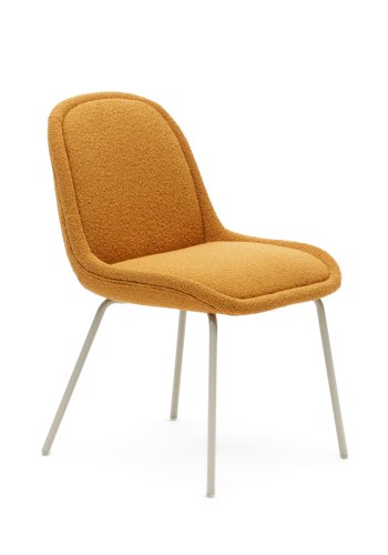 KAVE HOME Aimin spisebordstol - sennepsgul bouclé og beige stl