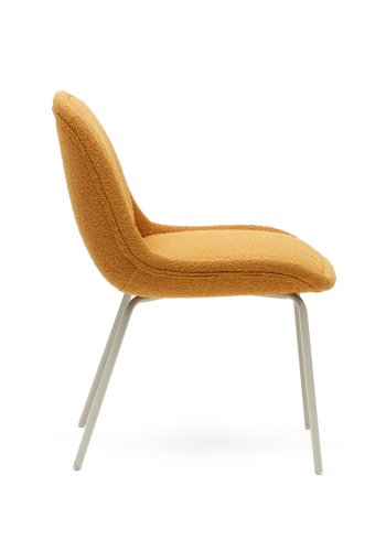 KAVE HOME Aimin spisebordstol - sennepsgul bouclé og beige stl