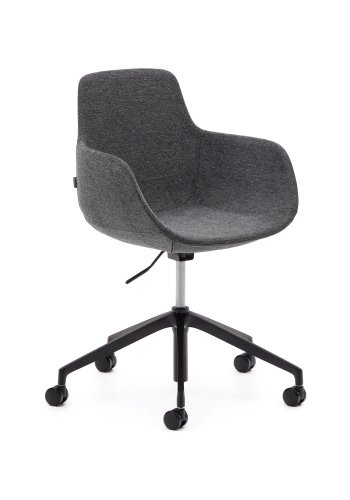 KAVE HOME Tissiana kontorstol i m�rkegr� og aluminium med svart utf�relse