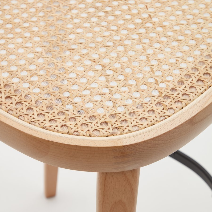 KAVE HOME Romane barkrakk, med ryggsttte og fotsttte - naturlig rotting og naturlig/svart ask finer/bk