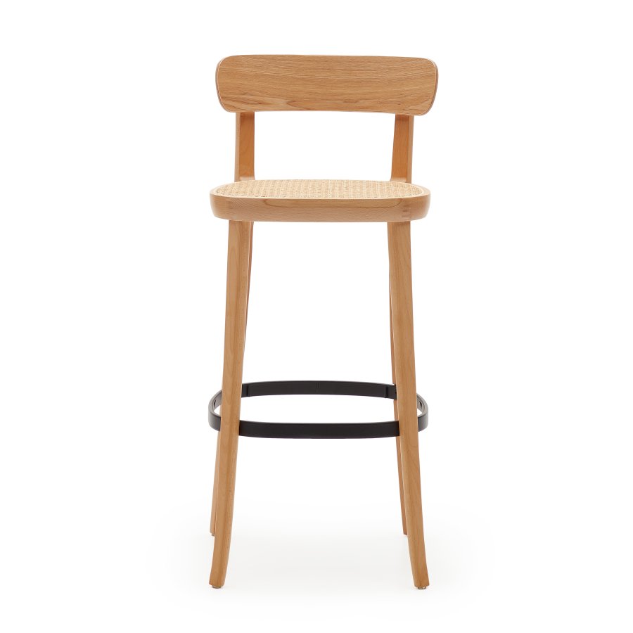 KAVE HOME Romane barkrakk, med ryggsttte og fotsttte - naturlig rotting og naturlig/svart ask finer/bk