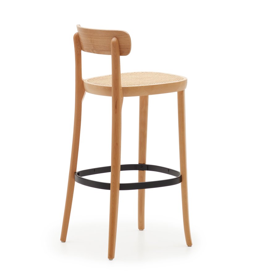 KAVE HOME Romane barkrakk, med ryggsttte og fotsttte - naturlig rotting og naturlig/svart ask finer/bk