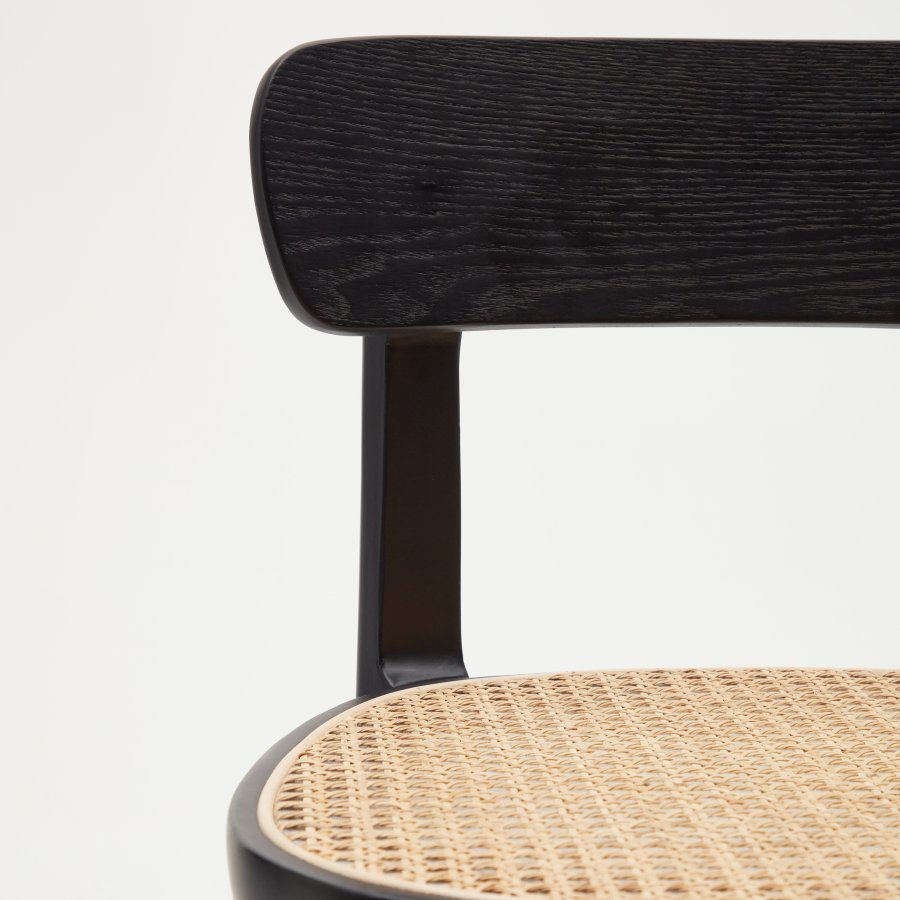 KAVE HOME Romane barkrakk, med ryggsttte og fotsttte - naturlig rotting og svart ask finer/bk