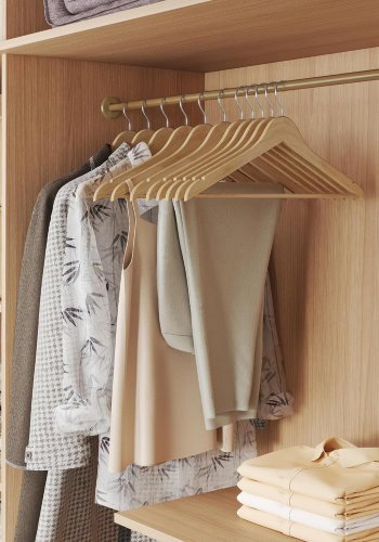 SONGMICS CRW030K01 t�jb�jler, m. hak i skulderomr�det, buksestang, 360� roterende krog - st�l og natur birketr� (s�t med 30)