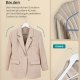 SONGMICS Trehengere, Sett med 30, Tynne Trehengere, Hakk i Skulderomr�det, Buksehenger, 360&deg; Roterende Krok, Bj�rketre, For Belter og Jakker, Cloud White CRW030W02