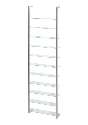 SPINDER DESIGN rektangulr kubisk bokhylle, m. 11 hyller - glass og grtt stl (H:167cm x46cm x 13cm)