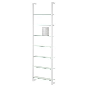 SPINDER DESIGN rektangulr Cubic reol, m. 7 hylder - glas og hvid stl(H:167cm x46cm x 13cm)