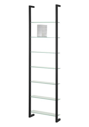 SPINDER DESIGN rektangulr kubisk bokhylle, m. 7 hyller - glass og sort stl (H: 167cm x 46cm x 13cm)