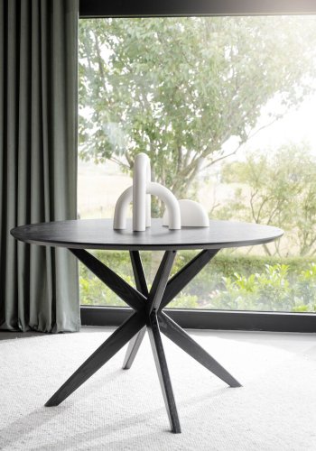 ROWICO Calverton spisebord, rundt - svart eikefiner og eik (120)