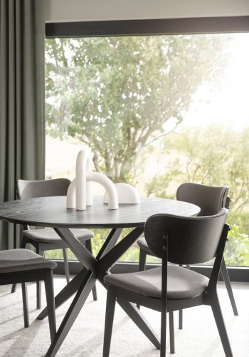 ROWICO Calverton spisebord, rundt - svart eikefiner og eik (120)