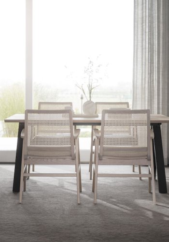 ROWICO Carradale spisebord, m. udtrk - hvidvasket eg og sort metal (170x100)