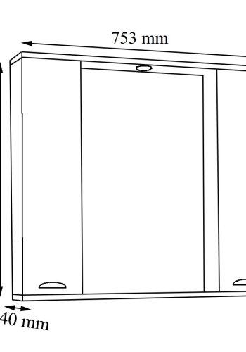 VCM NORDIC Casalo XL baderomsspeilskap, m. lys, 2 drer, 4 hyller - speilglass og hvitt tre (75cm)