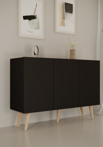 KOCOT Toronto kommode, m. 3 drer og 3 hyller - svart bketre