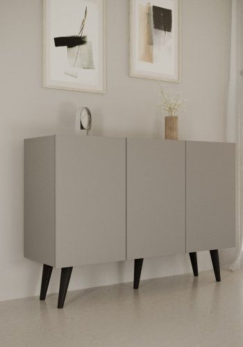 KOCOT Toronto kommode, m. 3 drer og 3 hyller - gr bketre