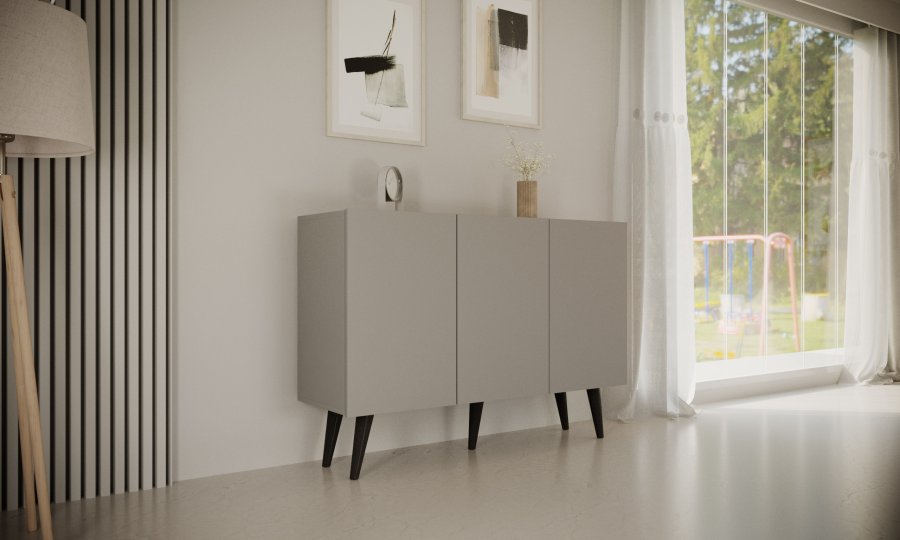 KOCOT Toronto kommode, m. 3 drer og 3 hyller - gr bketre