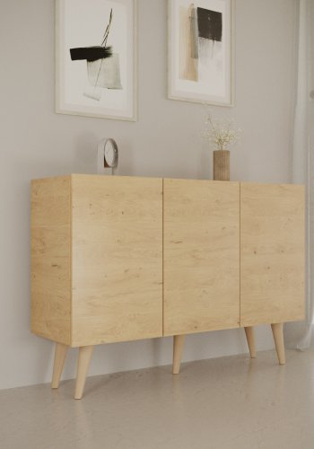 KOCOT Toronto kommode, m. 3 drer og 3 hyller - naturlig bketre