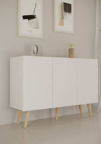 KOCOT Toronto kommode, m. 3 drer og 3 hyller - hvit bketre