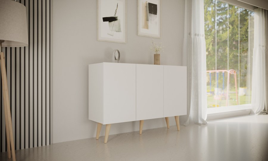 KOCOT Toronto kommode, m. 3 drer og 3 hyller - hvit bketre