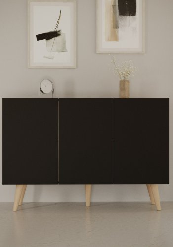 KOCOT Toronto kommode, m. 3 drer og 3 hyller - svart bketre