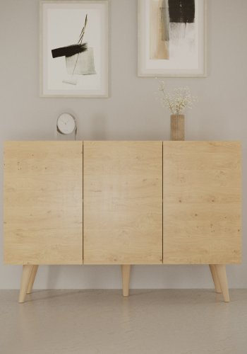 KOCOT Toronto kommode, m. 3 drer og 3 hyller - naturlig bketre