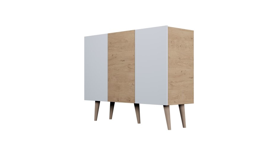 KOCOT Toronto kommode, m. 3 drer og 3 hyller - naturlig og hvit bk