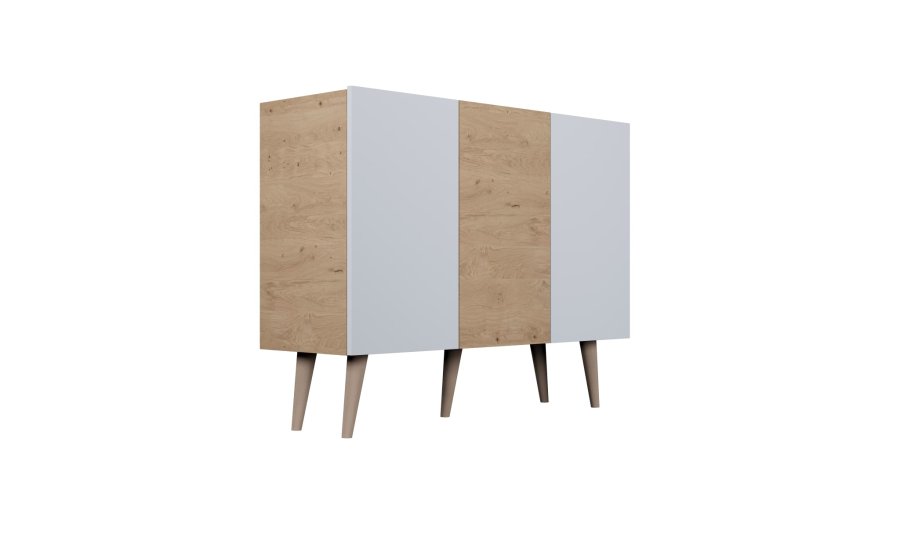 KOCOT Toronto kommode, m. 3 drer og 3 hyller - naturlig og hvit bk