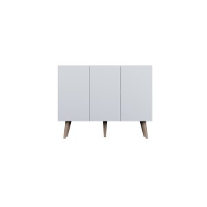 KOCOT Toronto kommode, m. 3 lger og 3 hylder - hvid finér og natur bgetr