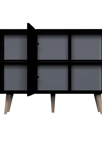 KOCOT Toronto kommode, m. 3 drer og 3 hyller - svart bketre