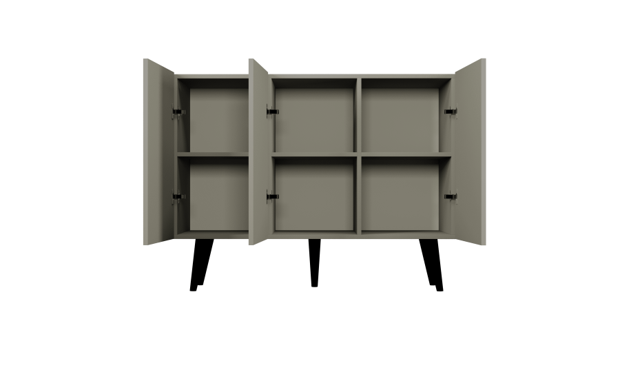 KOCOT Toronto kommode, m. 3 drer og 3 hyller - gr bketre