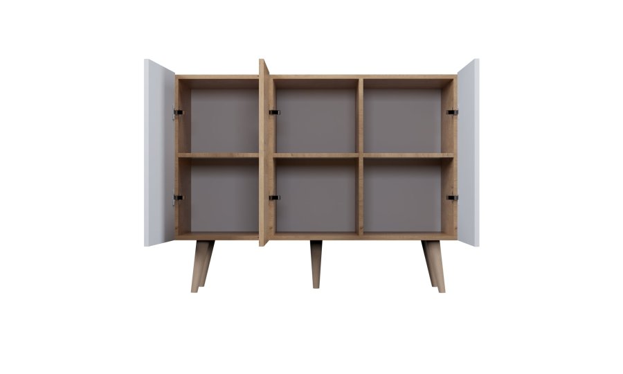 KOCOT Toronto kommode, m. 3 drer og 3 hyller - naturlig og hvit bk