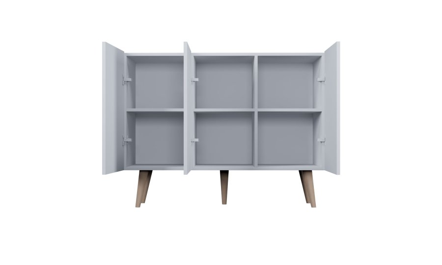 KOCOT Toronto kommode, m. 3 drer og 3 hyller - hvit bketre