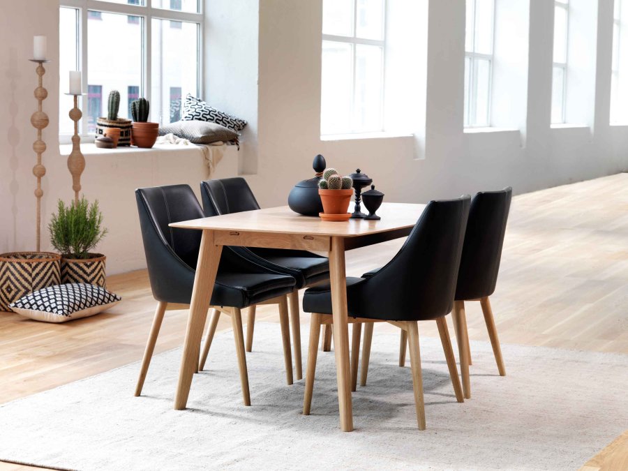 ROWICO Cirrus spisebord - lakkert eik, med butterfly tilleggsplate (150x90)