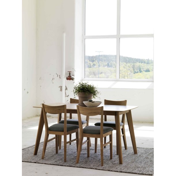 Cirrus spisebord - lakeret eg, m. butterfly tillgsplade (150x90)