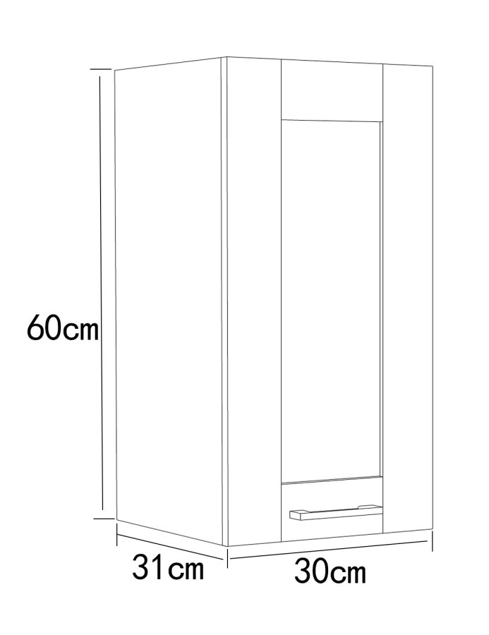 VCM NORDIC Colura Küchen-Hängeschrank, m. 1 Tür, 1 Einlegeboden - Anthrazitgrau/Weiß Holz (B:30)