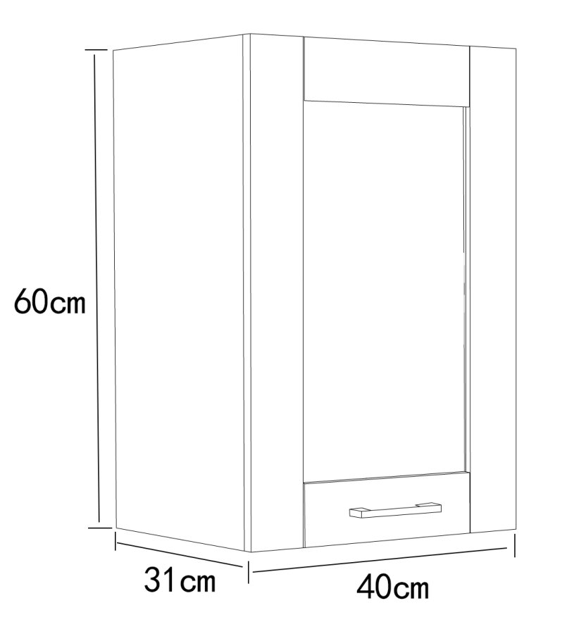 VCM NORDIC Colura Küchen-Hängeschrank, m. 1 Tür, 1 Einlegeboden - Holz weiß (B:40)