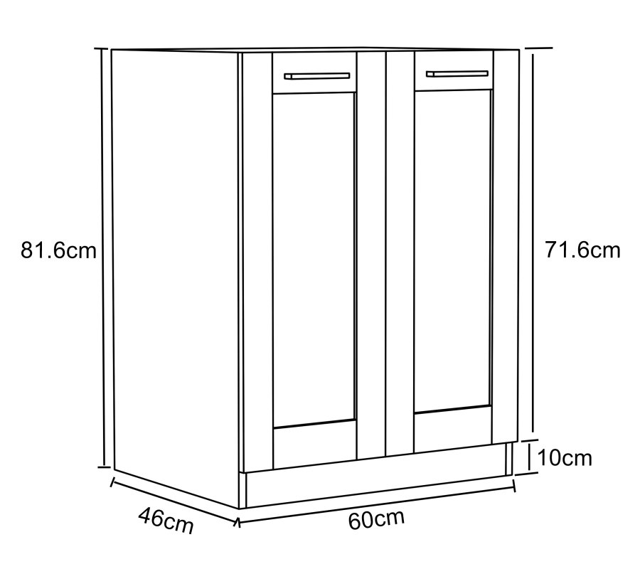 VCM NORDIC Colura Küchenunterschrank, m. 2 Türen, 1 Einlegeboden - Holz weiß (B:60)
