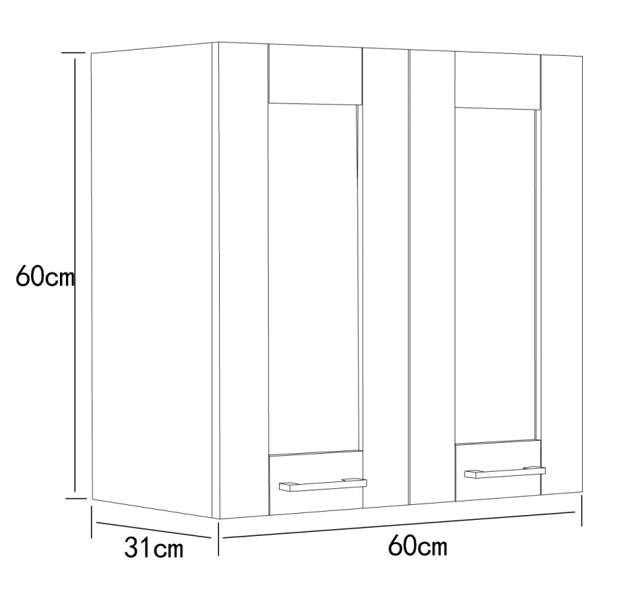 VCM NORDIC Colura Küchen-Hängeschrank, m. 2 Türen - Holz weiß (B:60)