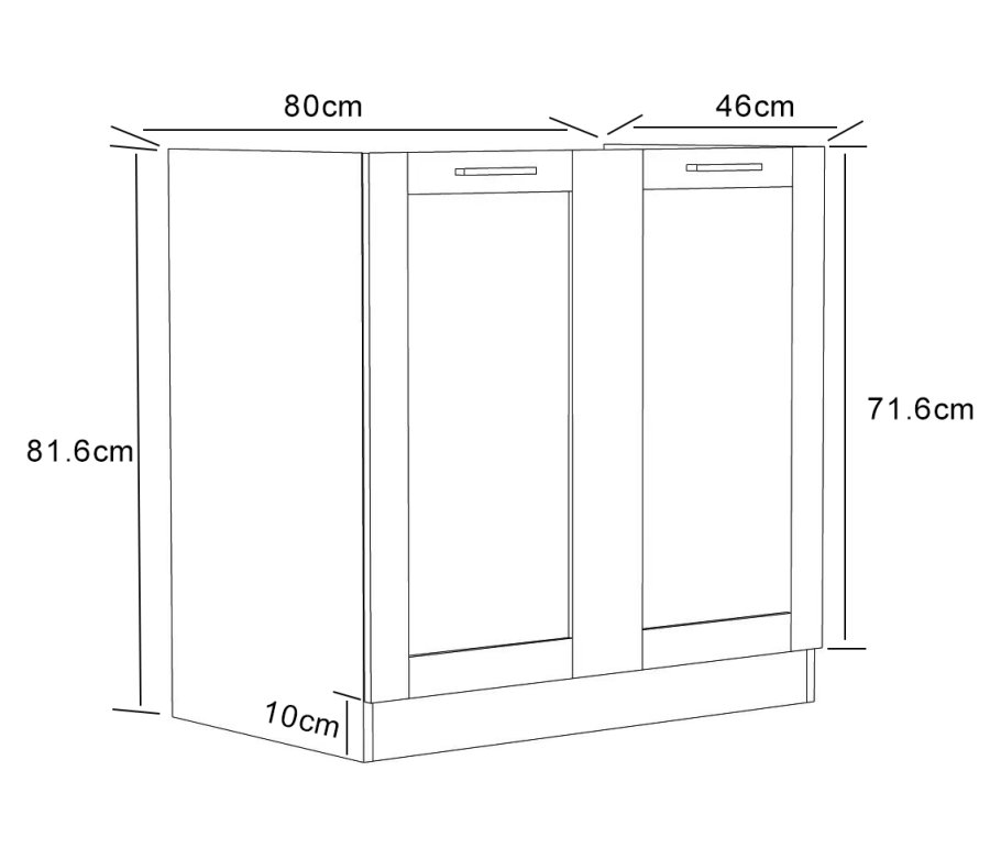VCM NORDIC Colura Küchenunterschrank für Spüle, m. 2 Türen - Anthrazitgrau/Weiß Holz (B:80)