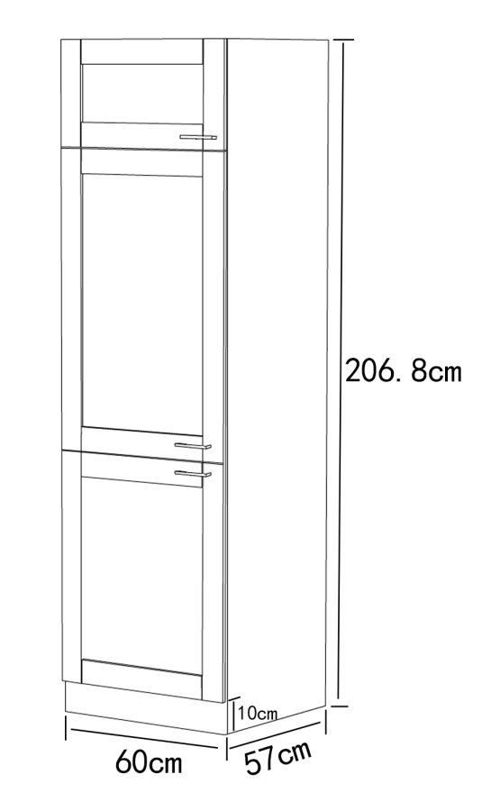 VCM NORDIC Colura kjkken hyskap, m. 3 drer og 4 hyller - antrasittgr/hvit tre (B:60)